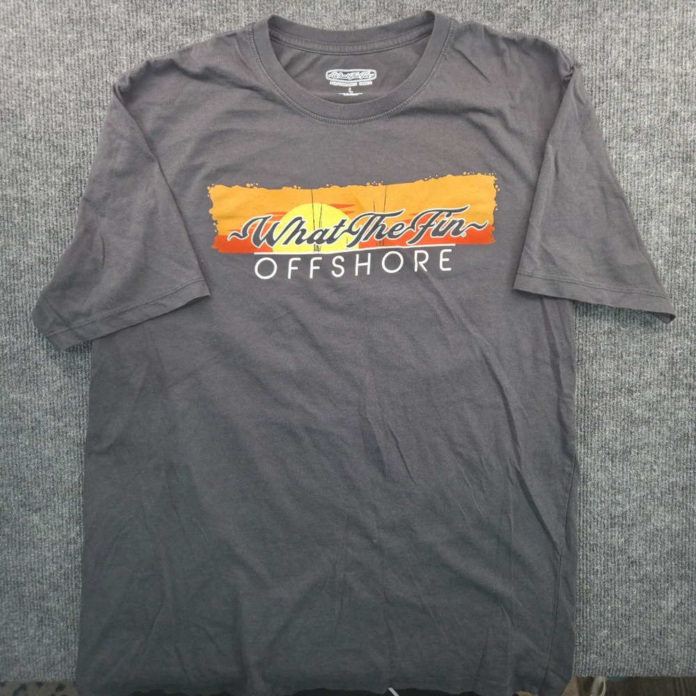 What‎ The Fin Offshore Fishing T-Shirt Mens Large Gray Hulleva Time Boat Graphic